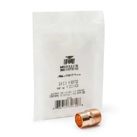 Streamline Straight, Copper, Cup 1 in, MNPT 1 in W 01163CB