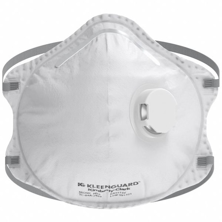Kleenguard Particulate Respirator, N95, Exhale Valve, Molded, Adjustable Headstrap, Nose Clip, Universal, PK 10 54626