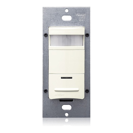 Leviton Wall Mount Sensor, Occupancy, Photocell, Vacancy, Hard Wired, Almond, 2,100 sq ft, Incandescent, LED ODS10-IDT