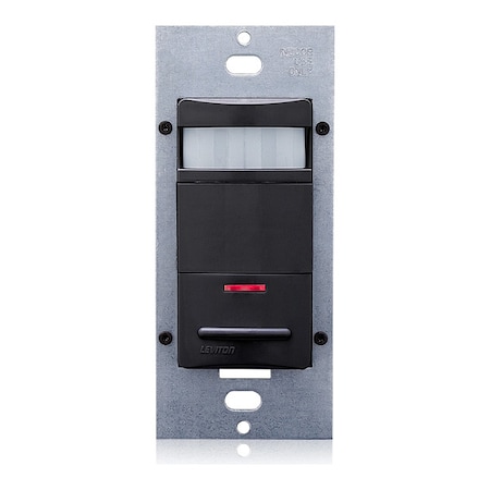 Leviton Wall Mount Sensor, Occupancy, Photocell, Vacancy, Hard Wired, Black, 2,100 sq ft, Incandescent, LED ODS10-IDE