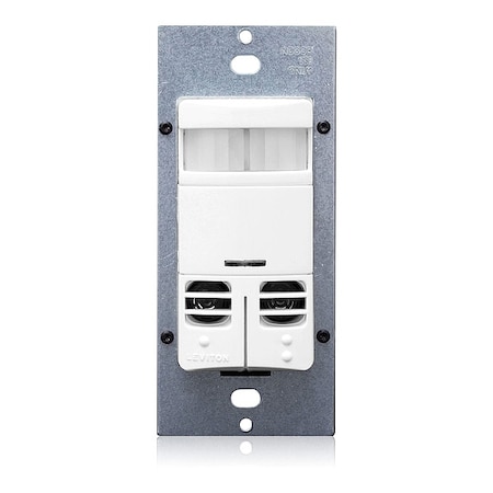 Leviton Wall Mount Sensor, Occupancy, Photocell, Vacancy, Hard Wired, White, 2,400 sq ft, Fluorescent, Incandescent, LED OSSMD-GAW