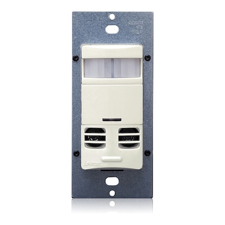Leviton Wall Mount Sensor, Occupancy, Photocell, Vacancy, Hard Wired, Almond, 2,400 sq ft, Fluorescent, Incandescent OSSMT-GDT