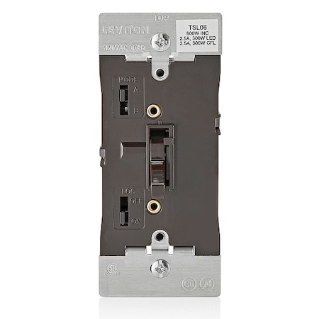 Leviton Universal Dimmer, 1-Pole/3-Way, Brown TSL06-1LB