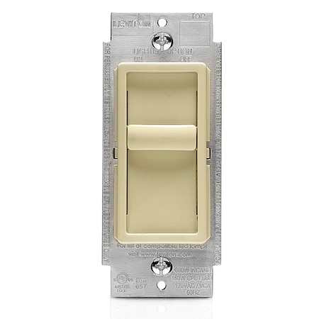 Leviton Dimmer, 1-Pole, 120VAC, Ivory 6672-1LI