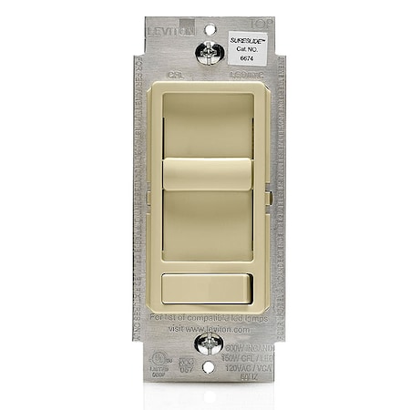 Leviton Dimmer, 1-Pole/3-Way, 120VAC, Ivory 6674-P0I