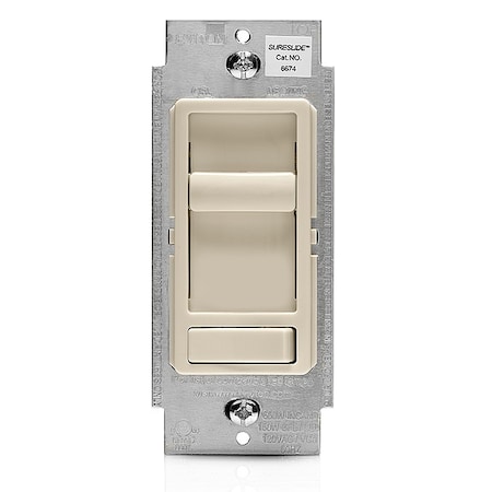 Leviton Dimmer, 1-Pole/3-Way, 120VAC, Light Almond 6674-P0T