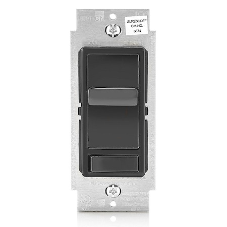 Leviton Dimmer, 1-Pole/3-Way, 120VAC, Black 6674-P0E
