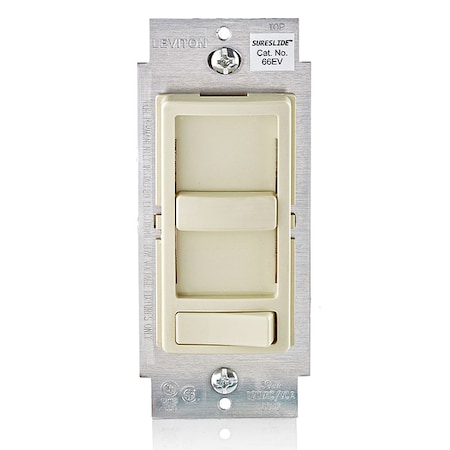 Leviton Dimmer, 1-Pole/3-Way, 120VAC, Ivory, ELV 66EV-10I