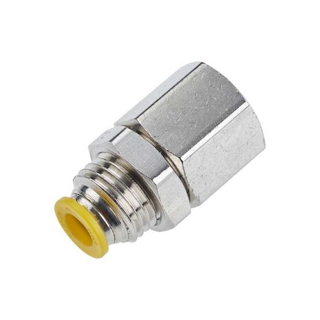 Parker Metric Metal Push-to-Connect Fitting, Brass, Silver 66PLPBH-6M-4G