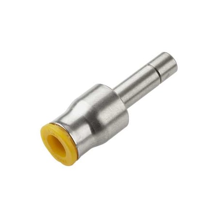 Parker Metric Metal Push-to-Connect Fitting, Brass, Silver 67PLP-6M-10M