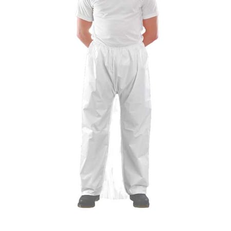 Ansell Disposable Pants, Polyethylene, 63 g/sq m, Bound, Elastic Ankle, Light Duty, White, Size 4XL W20B301