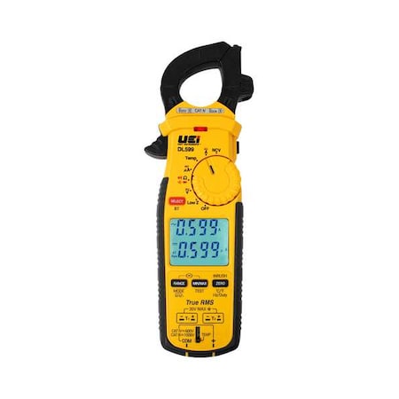 Uei Test Instruments Wireless TRMS Clamp Meter w/ 3-Phase & I, Backlit LCD, 600 A A, 1.25 in (31.75mm) Jaw Capacity DL599-N