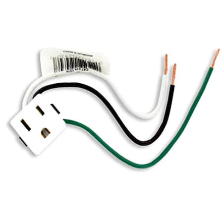 Leviton Straight Blade Receptacle, 5-15R, 15 A, 125V AC, 2 Pole, 3 Wire, Flush Mount, Grounded 1374-1W