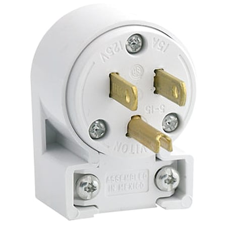 Leviton Straight Blade Plug, 5-15P, 15 A, 125V AC, 2 Pole, Screw Terminals, Grounded 515AN