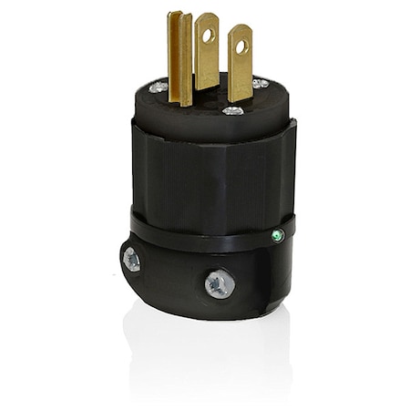Leviton Straight Blade Plug, 5-15P, 15 A, 125V AC, 2 Pole, Screw Terminals, Grounded 5266-PLB