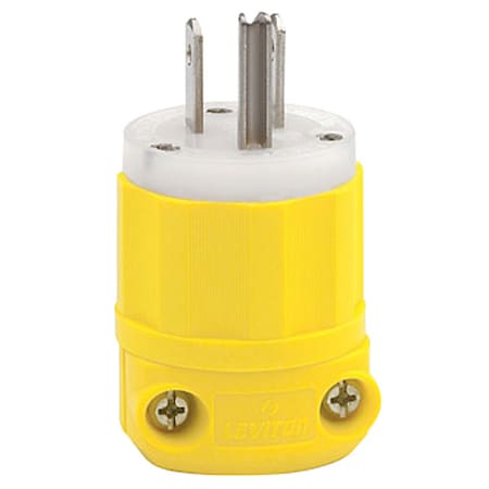 Leviton Straight Blade Plug, 5-15P, 15 A, 125V AC, 2 Pole, Screw Terminals, Grounded 52CM-66C