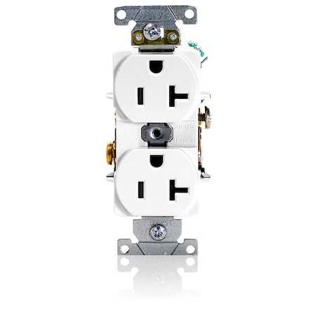 Leviton Straight Blade Receptacle, 5-20R, 20 A, 125V AC, 2 Pole, 3 Wire, Flush Mount, Grounded 5362-SW