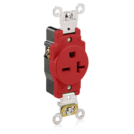 Leviton Straight Blade Receptacle, 6-20R, 20 A, 250V AC, 2 Pole, 3 Wire, Flush Mount, Self-Grounded 5461-R
