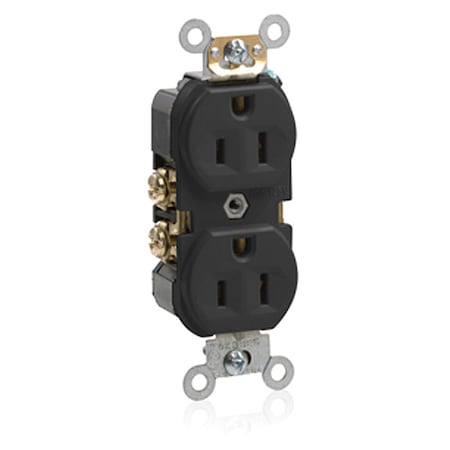 Leviton Straight Blade Receptacle, 5-15R, 15 A, 125V AC, 2 Pole, 3 Wire, Flush Mount, Self-Grounded BR15-E