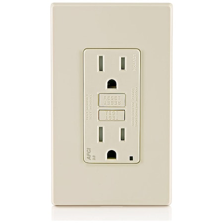 Leviton Straight Blade Receptacle, 5-15R, 15 A, 125V AC, 2 Pole, 3 Wire, Flush Mount, Self-Grounded AFTR1-T