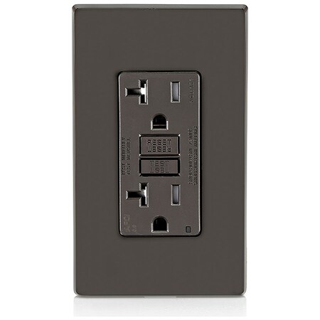 Leviton Straight Blade Receptacle, 5-20R, 20 A, 125V AC, 2 Pole, 3 Wire, Flush Mount, Self-Grounded AFTR2