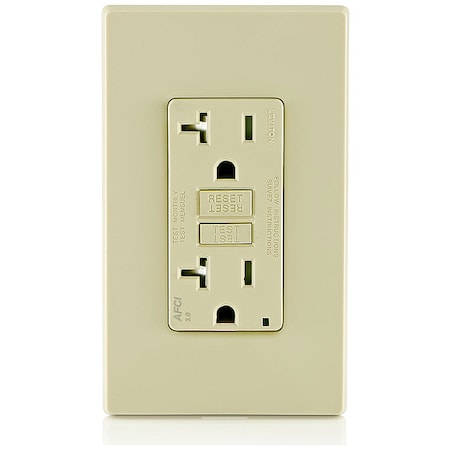 Leviton Straight Blade Receptacle, 5-20R, 20 A, 125V AC, 2 Pole, 3 Wire, Flush Mount, Single, Ivory AFTR2-I