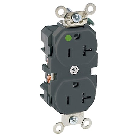 Leviton Straight Blade Receptacle, 5-20R, 20 A, 125V AC, 2 Pole, 3 Wire, Flush Mount, Single, Black 8300-E