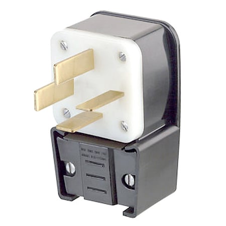 Leviton Straight Blade Plug, 18-50P, 50 A, 120/208V AC, 4 Pole, Screw Terminals, Non-Grounded 8352-P