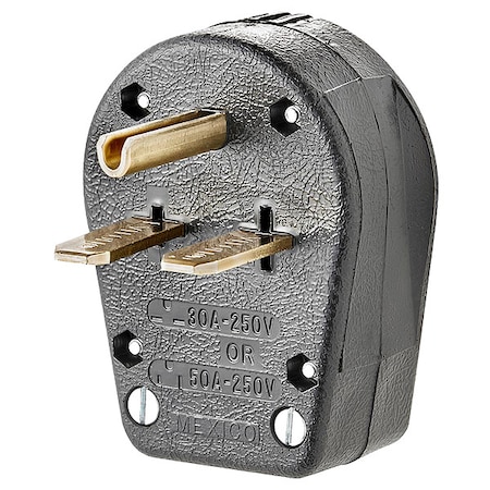 Leviton Straight Blade Plug, 6-30P, 6-50P, 30/50 A, 250V AC, 2 Pole, Screw Terminals, Grounded 931-E