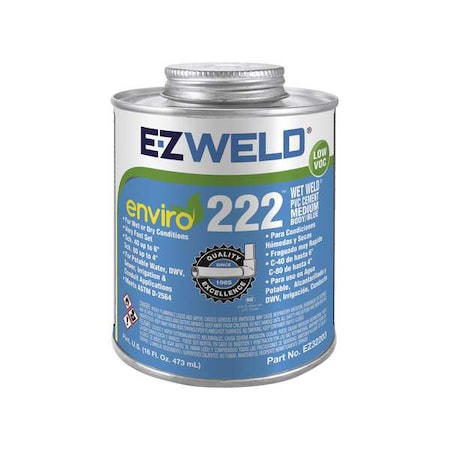 Ez Weld Pipe Cement, 16 fl oz, Blue EZ32203N
