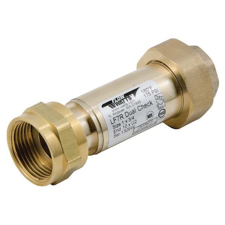 Watts Backflow Preventer, Size 1", 175 psi 1X3/4 LF7R10-U2