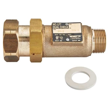 Watts Backflow Preventer, Size 1", 175 psi 1X3/4 LF7RU4-3
