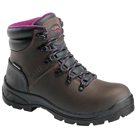 Avenger Safety Footwear Women's 6-Inch Work Boot, 7 1/2 M, Steel Toe, 6 in H, Brown, A8125 A8125