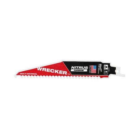 Milwaukee Tool 6 in. 6 TPI SAWZALL THE WRECKER with NITRUS CARBIDE Multi-Material Reciprocating Saw Blade (5 pk) 48-00-5571