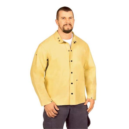 Steiner Leather Welding Jacket, Leather, 30 in Length, Snap Closure, 3 Pockets, Tan, 2XL 92P6-2X