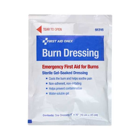 First Aid Only Burn Dressing, White, 16"L, 4"W 91316