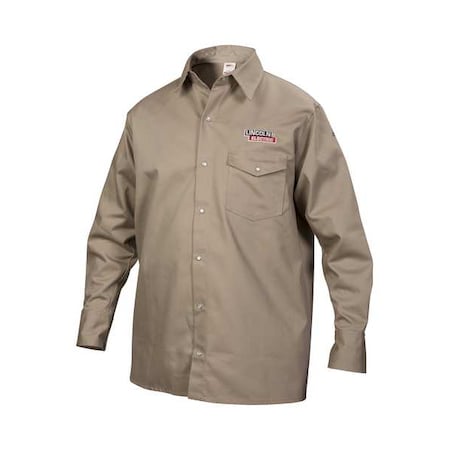 Lincoln Electric Welding Shirt, 32 in Length, Khaki, Cotton, M K3382-M