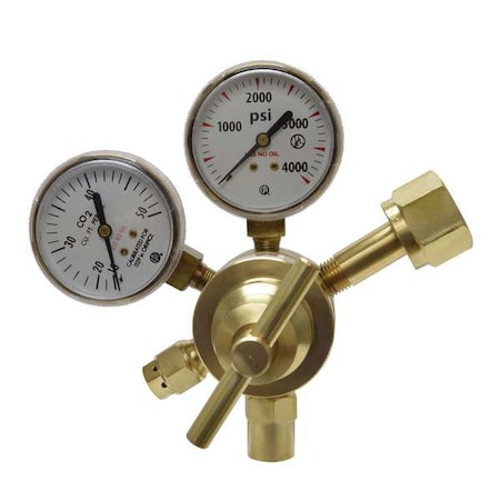 Uniweld Flow Gauge Regulator, Carbon Dioxide, Single Stage, 0.965"-14 Inlet, 5/8"-18 Outlet MRFG13