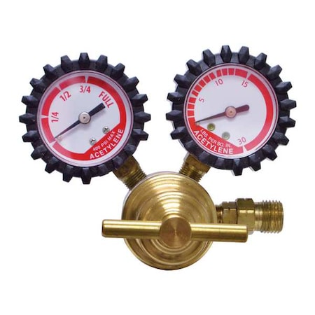 Zoro Select Light/Medium Duty Acetylene Regulator B-Conn/CGA300, Acetylene, Single Stage, 9/16"-18 Outlet RCA100B