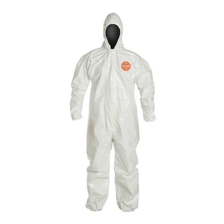 Dupont 0 Standard Fit Hood. Elastic Wrists and Ankles. Storm Flap with Adhesive Closure. White. 4X SL127TWH4X0006RF