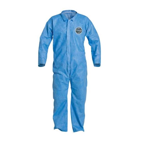 Dupont 10 Coverall. Collar. Open Wrists and Ankles. Elastic Waist. Blue. 6X PB120SBU6X002500