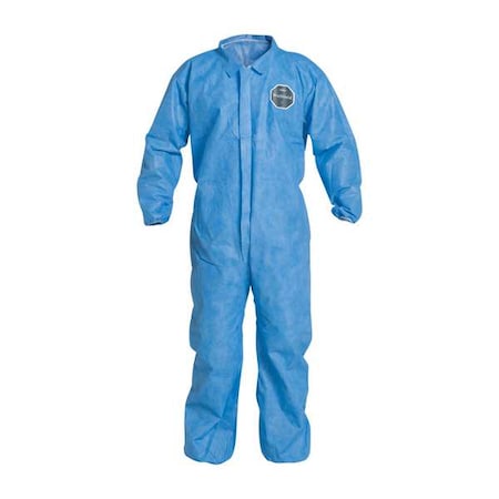 Dupont 10 Coverall. Collar. Elastic Wrists and Ankles. Elastic Waist. Blue. 6X PB125SBU6X002500