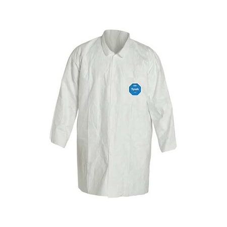 Dupont Tyvek 400 Disposable Lab Coat, Tyvek(R) 400, Snaps Closure, White, S, 30 PK TY212SWHSM003000
