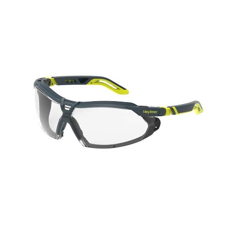 Hexarmor LT450G, Safety Glasses, Anti-Fog & Anti-Scratch, Clear Lens, Charcoal/High-Visibility Yellow Frame 11-30001-02