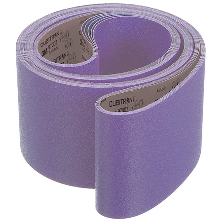 3M Cubitron Sanding Belt, Coated, Ceramic, 180 Grit, Not Applicable, 970DZ, Purple 970DZ