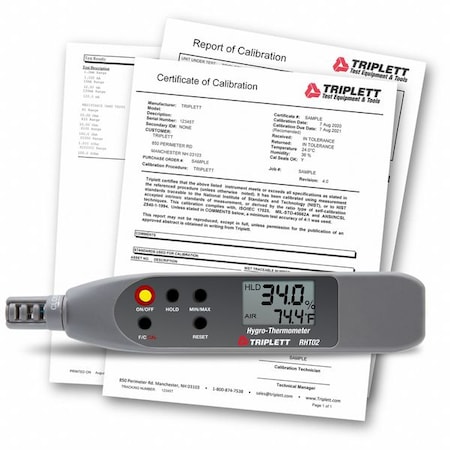 Triplett HUMIDITYPEN/PSYCHROMETER, Onboard, NIST RHT02-NIST