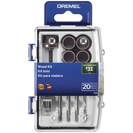 Dremel WoodWorkRotaryAccessoryKit, 20pc, w/Case 733-01