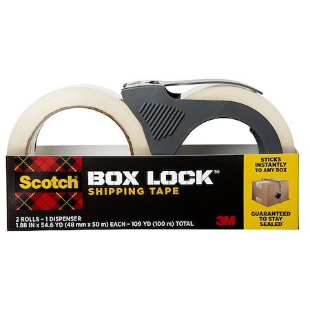 Scotch Packaging Tape with Dispenser, Clear, PK2 3950-21RD-6WC