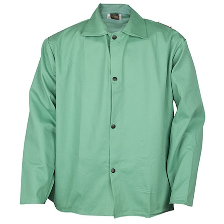 Tillman Cotton Welding Jacket, Cotton, 9 oz, 36 in Length, Snaps Closure, 1 Pockets, Green, XL 623036XL
