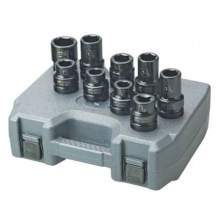 Ingersoll-Rand 1 in Drive Impact Socket Set, SAE, 9 pcs SK8H9T